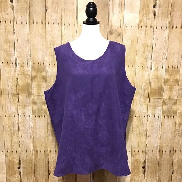 Maggie Sweet Purple Embroidered Twin Set Blouse 2X Petite - Picture 5 of 7